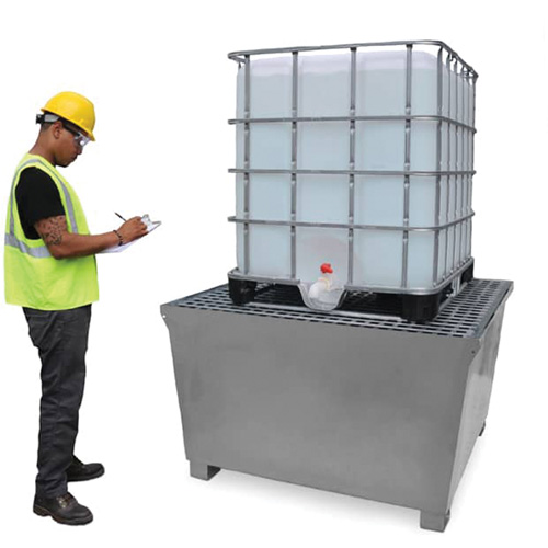 Steel Ultra-IBC Spill Pallet&reg;, 370 US gal. Spill Capacity, 57.6" x 34.7" x 56.9" Maritime Industrial Rubber