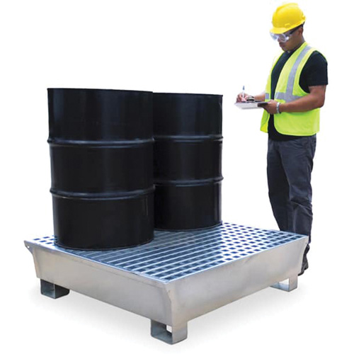 4-Drum Steel Ultra-Spill Pallet&reg;, 68 US gal. Spill Capacity, 49.1" x 47.1" x 10.9" Maritime Industrial Rubber