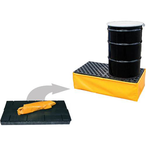 Ultra-Spill Pallet flexible, 2 barils, Capacit&eacute; de d&eacute;versement 66 gal. US, 48" x 24" x 14" Maritime Industrial Rubber