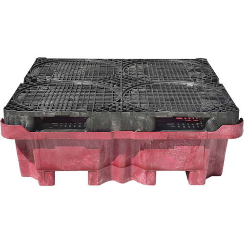 Palette de d&eacute;versement Ultra-Spill King, 4 barils, Capacit&eacute; de d&eacute;versement 85 gal. US, 51" x 51" x 17,5" Maritime Industrial Rubber
