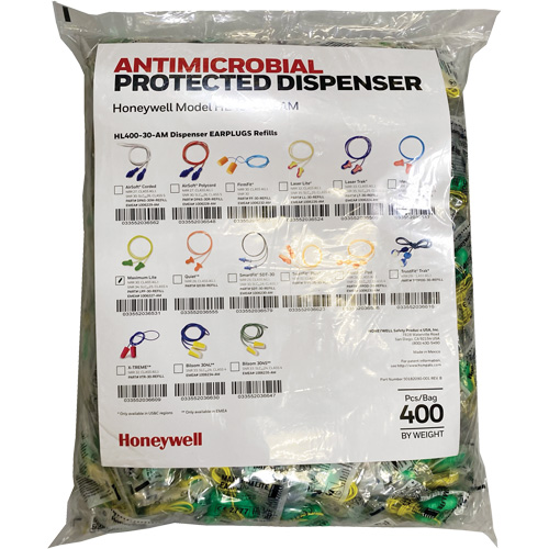 LPF-30 Earplugs Refill for HL400 Dispenser, Bulk - Polybag, Corded Maritime Industrial Rubber