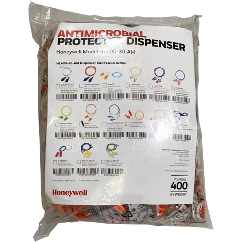 Recharge de bouchons doreille QD30 pour le distributeur HL400, Vrac - Sac en poly, Avec cordon Maritime Industrial Rubber