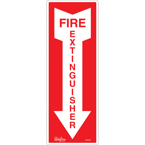 Enseigne Fire Extinguisher, 5" x 14", Vinyle, Anglais avec pictogramme Maritime Industrial Rubber