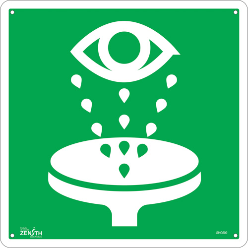 Eye Wash CSA Standard Safety Sign, 12" x 12", Aluminum, Pictogram Maritime Industrial Rubber
