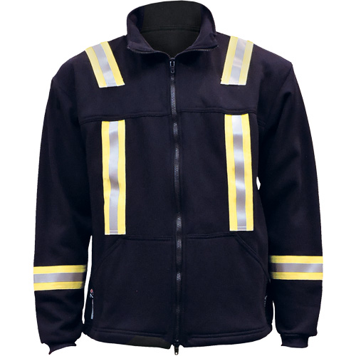 Flame Resistant Striped Full Zip Fleece Jacket, Small, Navy Blue Maritime Industrial Rubber