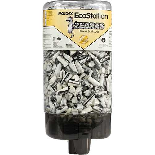 Distributeur de bouchons d'oreilles EcoStation avec des bouchons d'oreilles Zebras Maritime Industrial Rubber