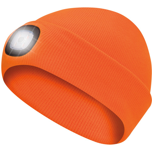 5675 Tuque en tricot avec lampe frontale &agrave; DEL, Doublure en Molleton, Taille unique, Orange haute visibilit&eacute; Maritime Industrial Rubber