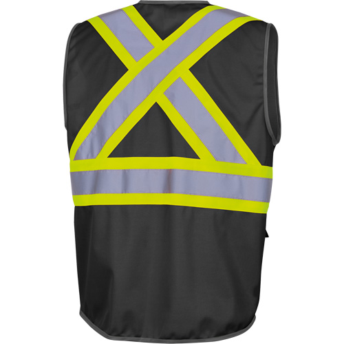 6959BK Veste de s&eacute;curit&eacute; haute visibilit&eacute; en tricot chaîne avec fermeture &agrave; glissi&egrave;re, Noir, T-petit, Polyester Maritime Industrial Rubber