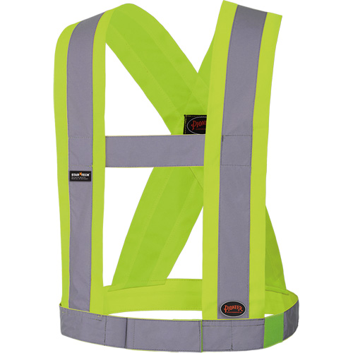 5493 High-Visibility 4" Wide Adjustable Safety Sash, Meets/Exceeds CSA Z96 Class 2 - Level 2, High Visibility Lime-Yellow, Silver Reflective Colour, One Size Maritime Industrial Rubber