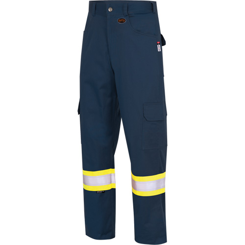 7764 FR-Tech&reg; High Visibility 88/12 FR/Arc Rated Safety Cargo Pants, 30, x 32, Navy Blue Maritime Industrial Rubber
