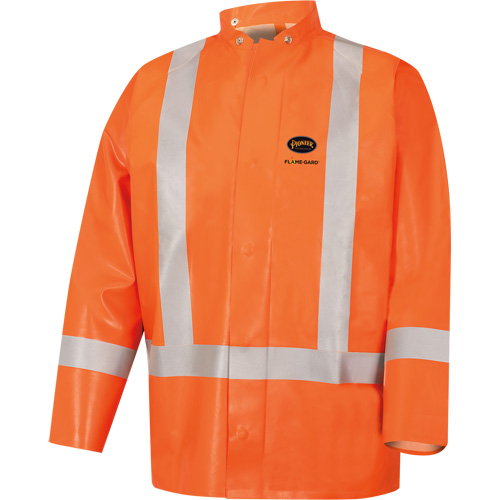 5990J Manteau de s&eacute;curit&eacute; imperm&eacute;able tr&egrave;s robuste ignifuge et r&eacute;sistant aux arcs &eacute;lectriques, Petit, Orange haute visibilit&eacute;, 11 cal/cm² Maritime Industrial Rubber