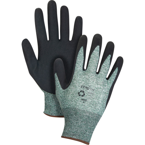 Eco-Friendly Crinkle Grip Coated Gloves, 7, Foam Latex Coating, 15 Gauge, Nylon/RPET Shell Maritime Industrial Rubber