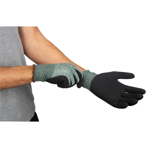 Eco-Friendly Crinkle Grip Coated Gloves, 7, Foam Latex Coating, 15 Gauge, Nylon/RPET Shell Maritime Industrial Rubber