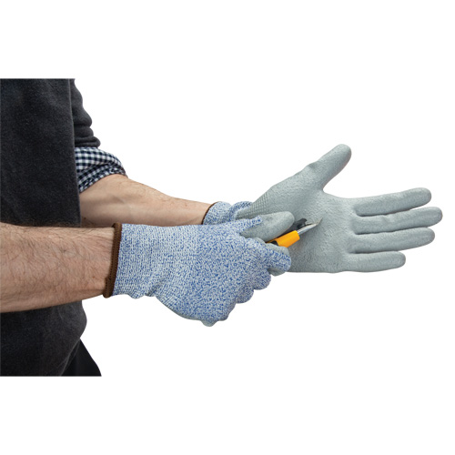 Gants &eacute;lastiques &eacute;cologiques r&eacute;sistants &agrave; la coupe, Taille 8, Calibre 13, Rev&ecirc;tement Polyur&eacute;thane, Enveloppe en PEHP/rPET, ASTM ANSI niveau A2 Maritime Industrial Rubber