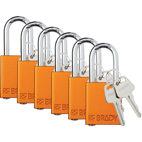 Cadenas de verrouillage Velocity, Orange, Cl&eacute;s identiques, Aluminium, Largeur de 1-1/2" Maritime Industrial Rubber