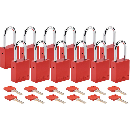 Cadenas de verrouillage Velocity, Rouge, Cl&eacute;s identiques, Aluminium, Largeur de 1-1/2" Maritime Industrial Rubber
