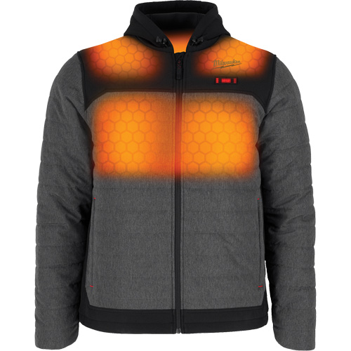 Veste chauffante M12 QuietShell avec pile, Hommes, Petit, Gris Maritime Industrial Rubber