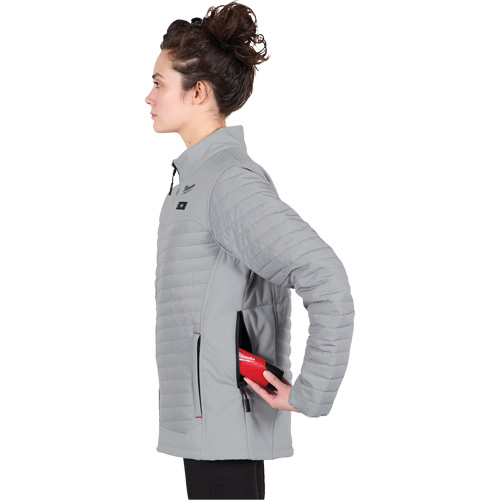Manteau chauffant M12 Axis avec pile, Femmes, Petit, Gris Maritime Industrial Rubber
