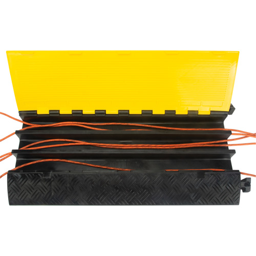 Polyurethane Cable Protector, 3 Channels, 35.43" L x 19.69" W x 3" H Maritime Industrial Rubber