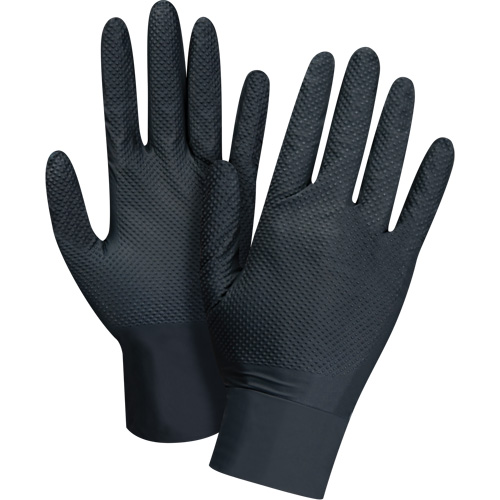 Gants d'examen de poids lourd &agrave; prise tactile, Petit, Nitrile, 8 mils, Sans poudre, Noir, Classe 2 Maritime Industrial Rubber