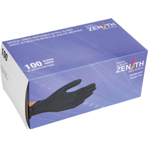 Gants d'examen de poids lourd &agrave; prise tactile, Petit, Nitrile, 8 mils, Sans poudre, Noir, Classe 2 Maritime Industrial Rubber