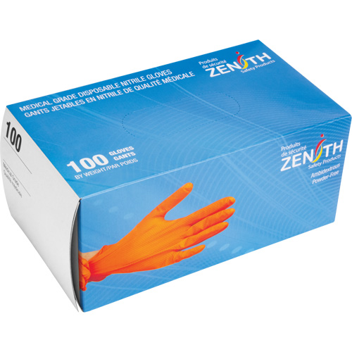 Gants d'examen de poids lourd &agrave; prise tactile, Petit, Nitrile, 8 mils, Sans poudre, Orange, Classe 2 Maritime Industrial Rubber