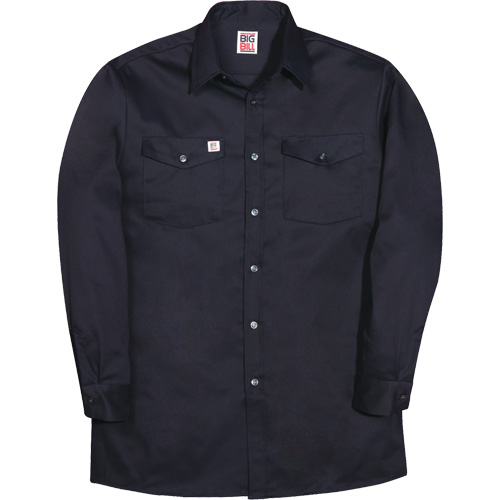 Long-Sleeve Industrial Work Shirt, Men's, Small, Navy Blue Maritime Industrial Rubber