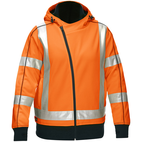 Coton ouat&eacute; doubl&eacute; de sherpa avec capuchon &agrave; fermeture &eacute;clair compl&egrave;te et X au dos Bisley pour femmes, T-Grand, Orange haute visibilit&eacute; Maritime Industrial Rubber