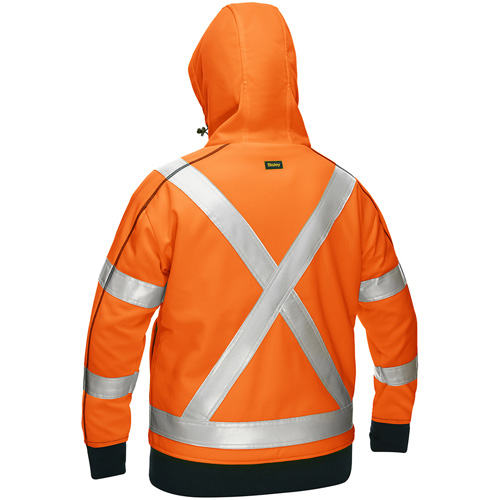 Coton ouat&eacute; doubl&eacute; de sherpa avec capuchon &agrave; fermeture &eacute;clair compl&egrave;te et X au dos Bisley pour femmes, T-Grand, Orange haute visibilit&eacute; Maritime Industrial Rubber