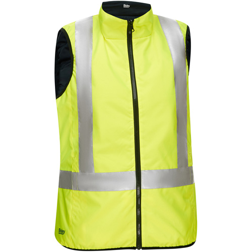 Bisley&reg; X-Back Women's Contoured Reversible Puffer Vest, High Visibility Lime-Yellow, Small, Polyester Maritime Industrial Rubber