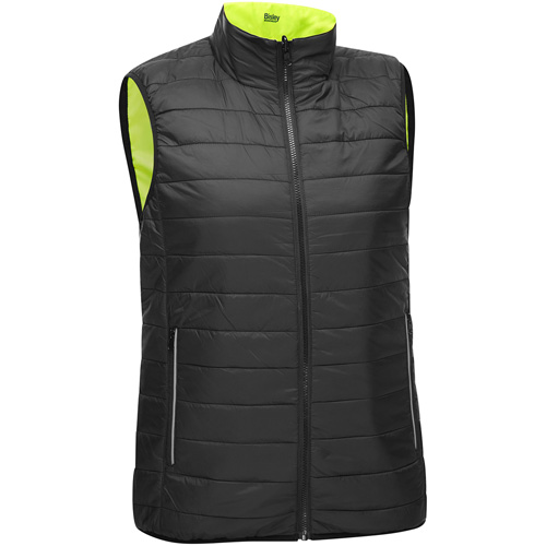 Bisley&reg; X-Back Women's Contoured Reversible Puffer Vest, High Visibility Lime-Yellow, Small, Polyester Maritime Industrial Rubber