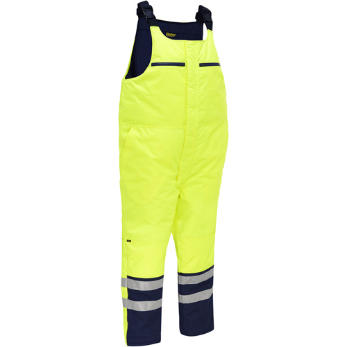 Bisley&reg; Extreme Cold Bib Overall, Polyester, Small, High Visibility Lime-Yellow Maritime Industrial Rubber