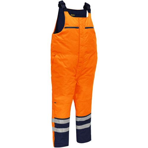Bisley&reg; Extreme Cold Bib Overall, Polyester, Small, High Visibility Orange Maritime Industrial Rubber
