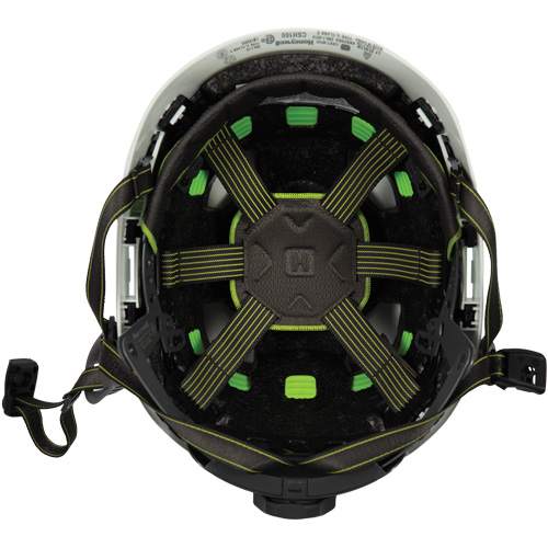 Casque de s&eacute;curit&eacute; d'escalade Fibre Metal, R&eacute;pond aux normes CSA type 2, Suspension Rochet, Non ventil&eacute; Maritime Industrial Rubber