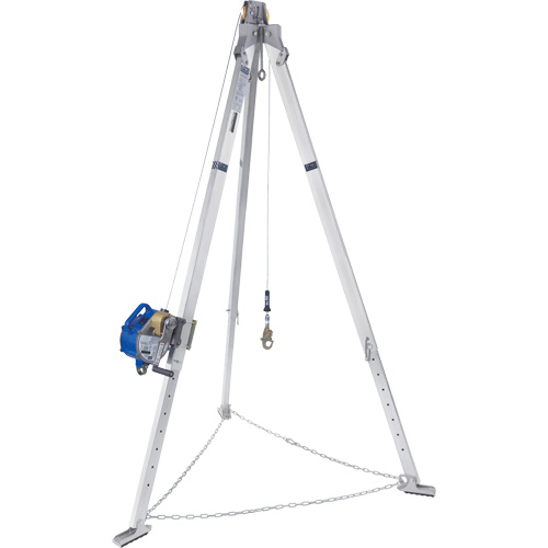 Tr&eacute;pied en aluminium pour espace clos avec cordage de s&eacute;curit&eacute; autor&eacute;tractable tri directionnel 8301098 Maritime Industrial Rubber