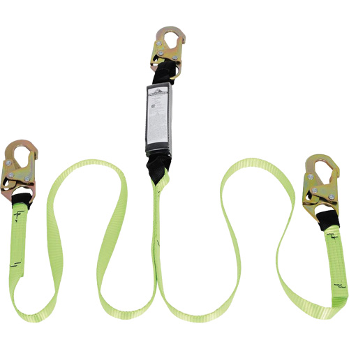 SA-54000-6 Shock Absorbing Lanyard, 6', Snap Hook Center, Snap Hook Leg Ends, Polyester Maritime Industrial Rubber