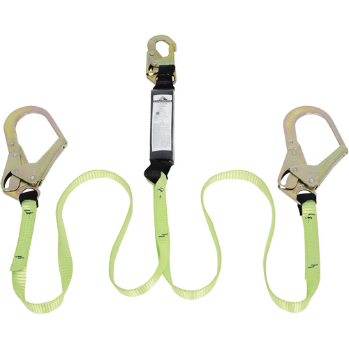 SA-54022-4 Shock Absorbing Lanyard, 4', Form Hook Center, Snap Hook Leg Ends, Polyester Maritime Industrial Rubber
