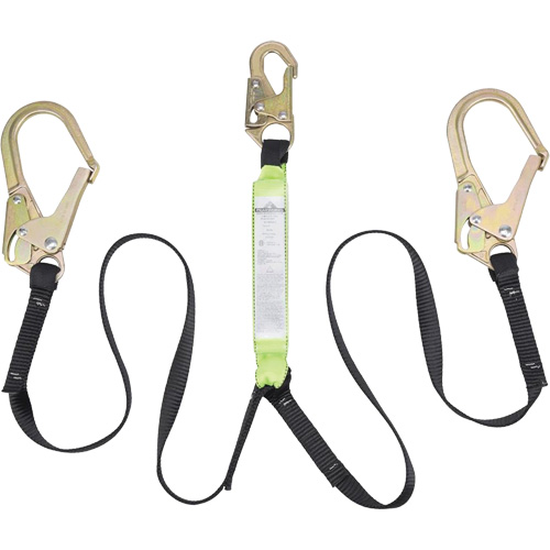 SA-64022-6 Shock Absorbing Lanyard, 6', Form Hook Center, Snap Hook Leg Ends, Polyester Maritime Industrial Rubber