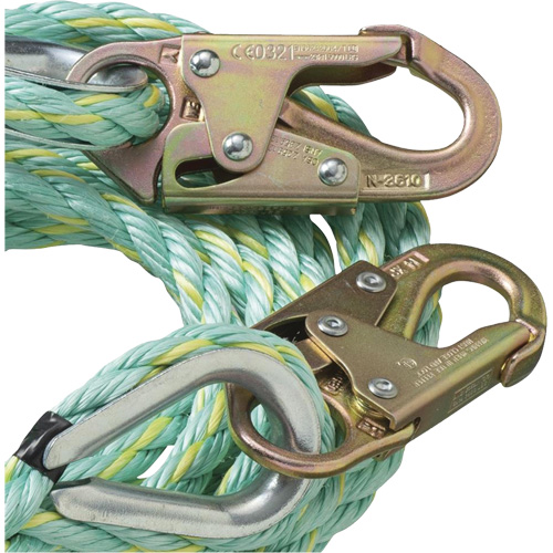 VL-1122-100 Cordage de s&eacute;curit&eacute; vertical avec crochet mousqueton d'ancrage, Copolym&egrave;re Maritime Industrial Rubber