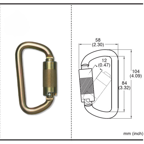 CP-03015-2 Zinc Plated Carabiner with 3/4" Gate Opening, Steel Maritime Industrial Rubber