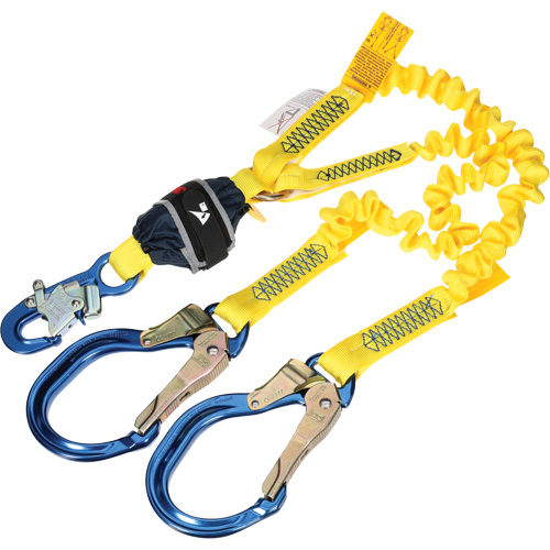 Longe &eacute;lastique d'ancrage double &agrave; amortisseur de choc en sangle, 6', Point d'ancrage &agrave; Crochet d'armature, Crochet mousqueton aux jambes Maritime Industrial Rubber