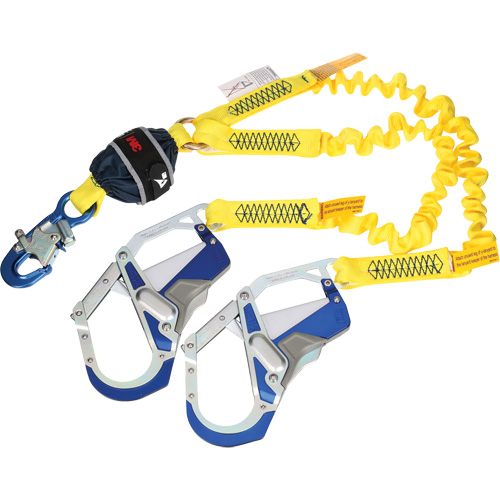 Longe &eacute;lastique d'ancrage double &agrave; amortisseur de choc en sangle, 6', Point d'ancrage &agrave; Crochet d'armature, Crochet mousqueton aux jambes Maritime Industrial Rubber