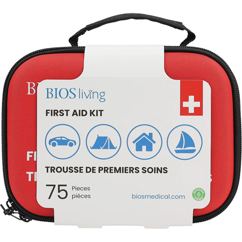 75-Piece Home & Travel First Aid Kit, Nylon Bag Maritime Industrial Rubber