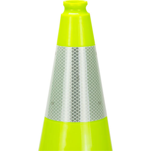 C&ocirc;ne de signalisation de premi&egrave;re qualit&eacute;, 18", Vert lime, Bande(s) r&eacute;fl&eacute;chissante(s) 6" Maritime Industrial Rubber