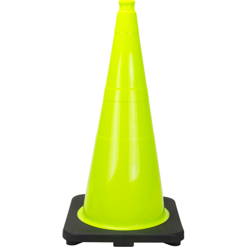 Premium Traffic Cone, 28", Lime Green Maritime Industrial Rubber