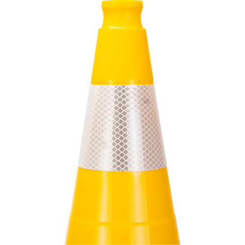 Premium Traffic Cone, 28", Yellow, 4" Reflective Collar(s) Maritime Industrial Rubber