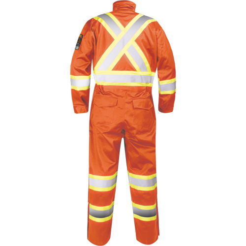 Fire-Resistant Coverall with High-Visibility Bands, Size Small, Orange Maritime Industrial Rubber