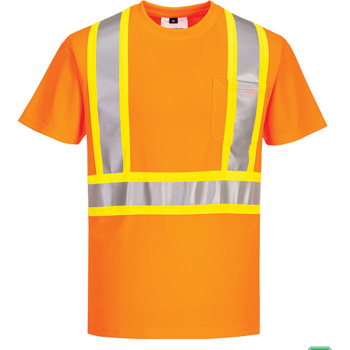 T-shirt de s&eacute;curit&eacute; &agrave; bandes contrastantes, Polyester, Petit, Orange haute visibilit&eacute; Maritime Industrial Rubber