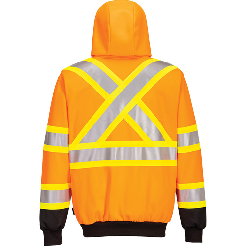 Contrast-Striped Safety Hoodie, Small, Black/High Visibility Orange Maritime Industrial Rubber