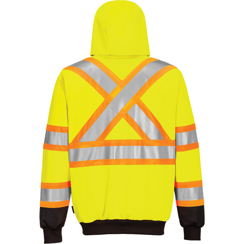 Chandail de s&eacute;curit&eacute; &agrave; capuchon avec bandes contrastantes, Petit, Noir/Jaune lime haute visibilit&eacute; Maritime Industrial Rubber